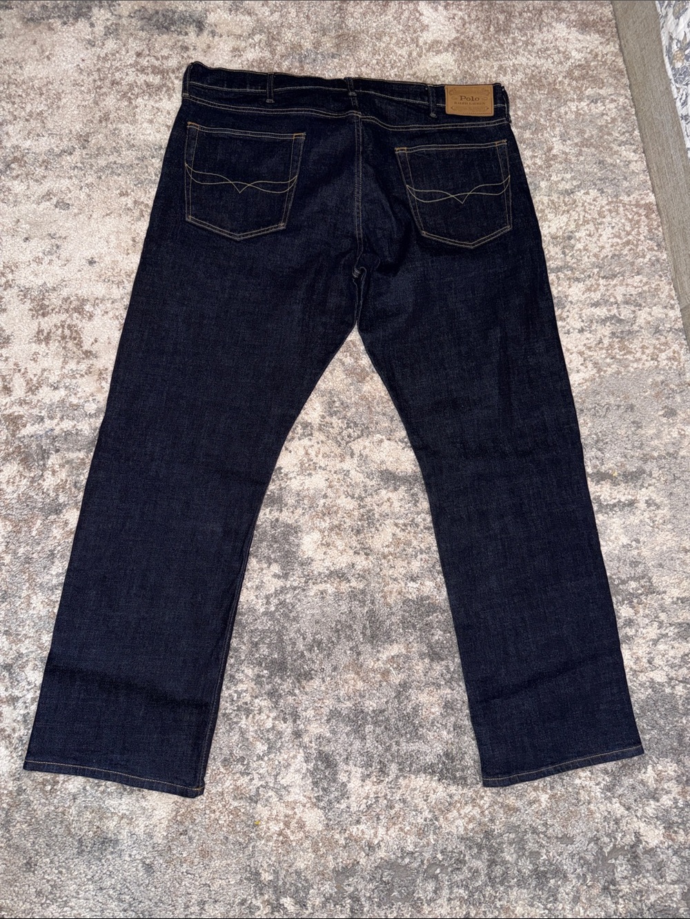 Polo by Ralph Lauren Men's Raw Dark Denim Straight Jeans